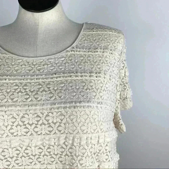 Alfred Dunner Womens top size XL cream floral eyelet - Picture 2 of 8